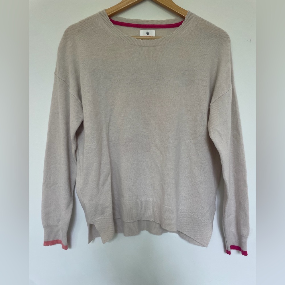 Sundry Cream and Pink Crew Neck Sweater
